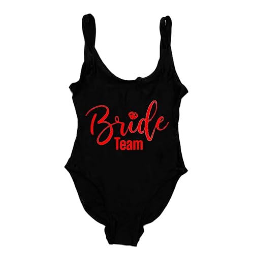 BAYAJIAZ Bikini Brautteam Badebekleidung Frauen Sommer Badeanzug One-Pieces Badeanzug Brautparty Beachwear Schwimmanzug-braun-XXXL von BAYAJIAZ