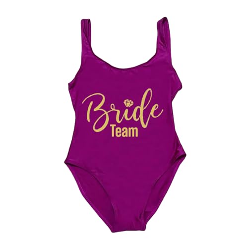 BAYAJIAZ Bikini Brautteam Badebekleidung Frauen Sommer Badeanzug One-Pieces Badeanzug Brautparty Beachwear Schwimmanzug-pugd-XXL von BAYAJIAZ