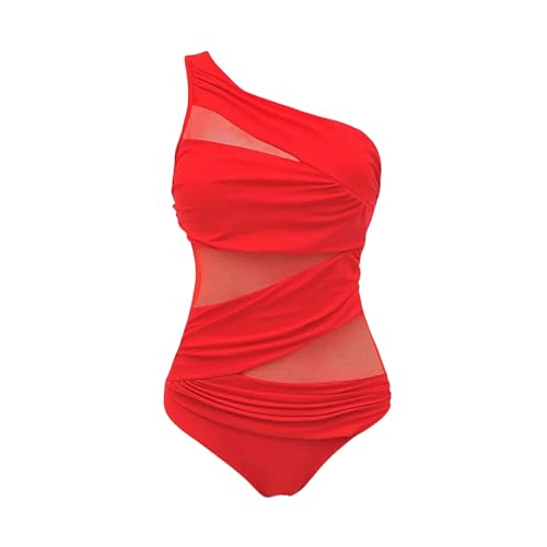 BAYAJIAZ Bikini Frauenbadeanzug Großer Größe EIN Stück Mesh Monokini Bikini Badeanzug Schwimmbikini Bikini-rot-XXL von BAYAJIAZ