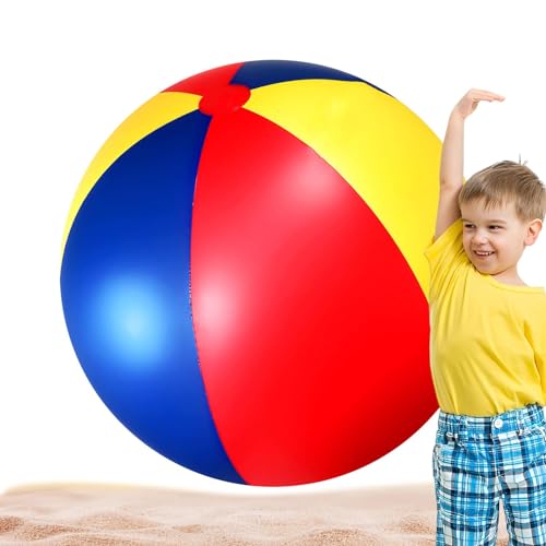 BBAUER Großer Wasserball, Wasserbälle,Große Poolpartybälle - Regenbogenfarbener aufblasbarer Ball, Sommer-Wasserspielzeug, bunt, PVC, groß für Kleinkinder, Sommerspiel, Kinder von BBAUER
