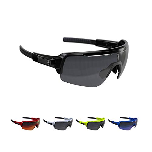 BBB Cycling Fahrradbrille Commander | Herren und Damen Sportbrille Sonnenbrille Radsport | mit drei Wechselgläsern | Polycarbonat | MTB Rennrad Urban | Glänzend Schwarz | BSG-61 von BBB