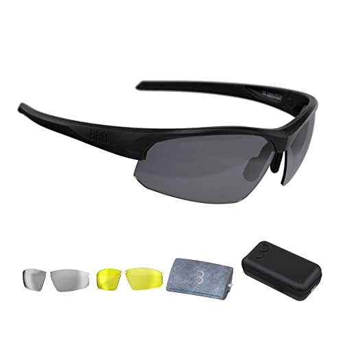 BBB Cycling Fahrradbrille Fahrrad Sonnenbrille Herren und Damen Coole Sportbrille Schnellbrille Radbrille Radsportbrille Sport Sunglasses Men and Women MTB und Rennrad Impress BSG-58T Matt Schwarz von BBB