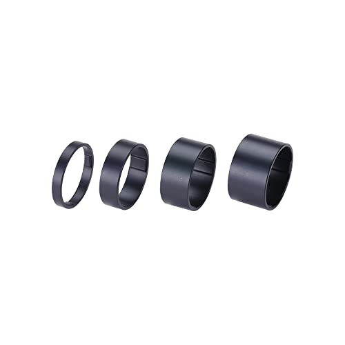 BBB Cycling Spacers LightSpace 5/10/15/20mm Steuersatz Fahrrad Ultraleight Aluminium Matt-Schwarz Spacern Set Aus 4 Abstanhalter, Black, 1.1/8 inch von BBB