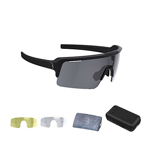 BBB Cycling Unisex-Adult Fahrrad Sportbrille Modernes Großes Glas Grilamid MTB Rennrad Kies Damen und Herren Matt Schwarz Fuse BSG-65, Mattschwarz, One Size von BBB