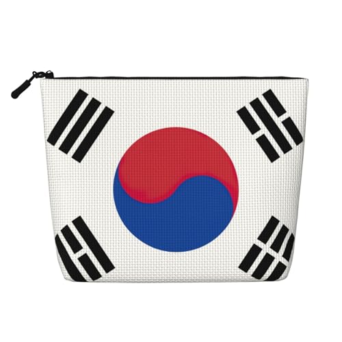 BBEXJIGY Make-up-Tasche, Motiv: Flagge der Republik Korea, einlagig, Leinenähnlich, stilvoll, praktischer Organizer für Kosmetika, Schwarz, Einheitsgröße von BBEXJIGY