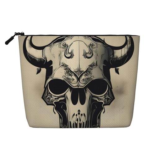 BBEXJIGY Make-up-Tasche, Motiv: Läufer mit Totenkopf-Aufdruck, einlagig, Leinenähnlich, stilvoll, praktischer Organizer für Kosmetika, Schwarz, Einheitsgröße von BBEXJIGY