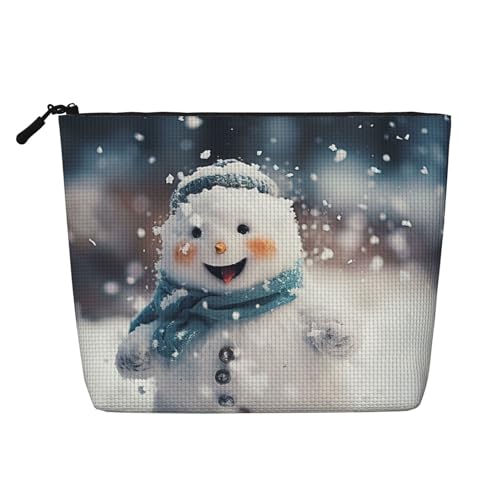 BBEXJIGY Make-up-Tasche mit niedlichem Schneemänner-Motiv, einlagig, Leinenähnlich, stilvoll, praktischer Organizer für Kosmetika, Schwarz, Einheitsgröße von BBEXJIGY