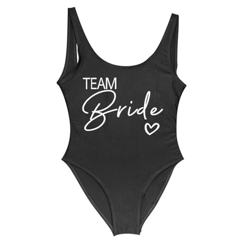 BBIJK Bikini Damen Braut Badeanzug Frauen Team Braut Einteilige Badebekleidung Für Junggesellenparty-schwarzes Team1-m von BBIJK