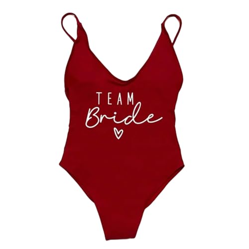 BBIJK Bikini Damen Team Braut Herzdruck Schwimmanzug Für Frauen One -stück Badeanzug Frauen Badeanzug Bachelor Party-045rewh-xl von BBIJK