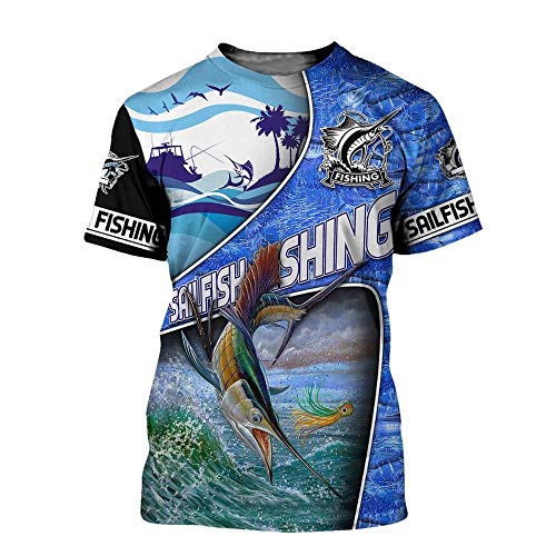 BBYOUTH 3D Bass Angelmannes Männer Harajuku Sommer T Shirts,Sailfishing,XL von BBYOUTH