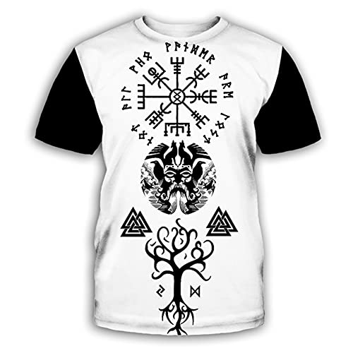 BBYOUTH Norse Mythology T-Shirt Für Männer Roman 3D-Tuff-Viking Tattoo 2021 Sommer Kurzarm (US-Größe),Vegvisir Yggdrasil,3XL von BBYOUTH