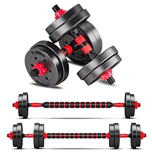 BCBIG Hanteln Set Gewichte,Verstellbar Hantelstange Hantelset Kurzhanteln dumbbells adjustable Langhantel Langhanteln FüR Männer Frauen Krafttraining,rot,15kg (7.5kg*2) von BCBIG