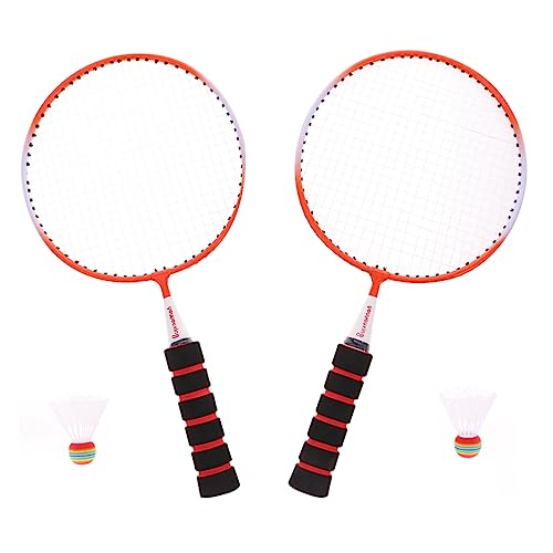 BCOATH 1 Set Leichtes Sportgerät Tragbarer Badmintonschläger Langlebiges Freizeitspielzeug Lustiges Badmintonspielzeug Mit 2 Stück Bällen Für Den Außenbereich (orange) von BCOATH