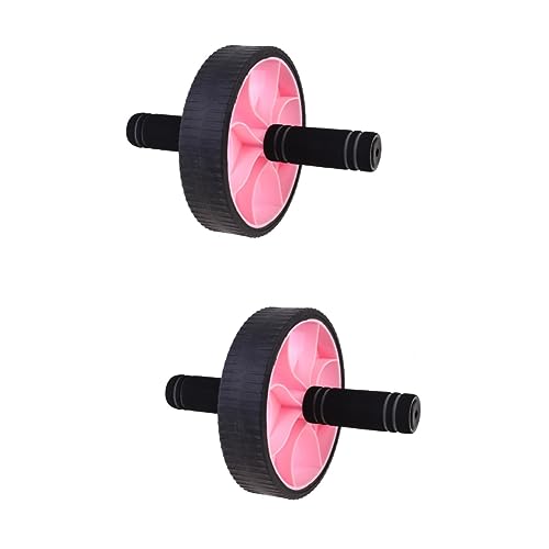 BCOATH 2 Stk Fitnessgeräte Trainingsgeräte Bauch Rad Abdominales Gerät Ein Crunch-wheel Fitness-roller Bauchtrainingsgerät Ein Rollenrad Ab Radrolle Fitness-core-roller Trainingsrad Rosa von BCOATH