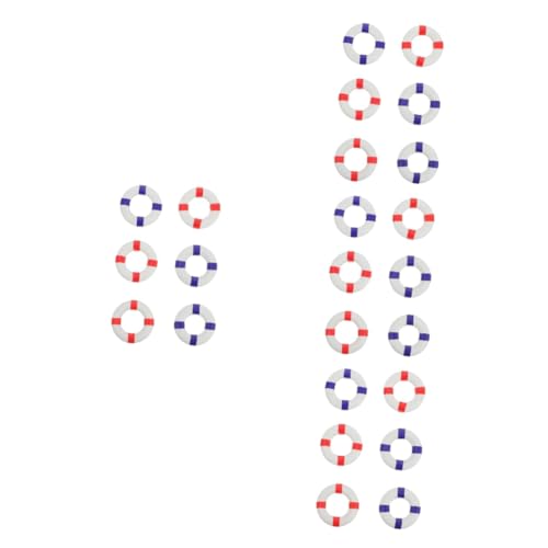 BCOATH 24 STK Mini-rettungsring Küsten-schwimmring-dekor Dekorativer Rettungsring Nautische Tischdeko Rettungsring-Figur Strand Hängen Mini-nautisches Dekor Mini-bojenboot Holz Rot von BCOATH