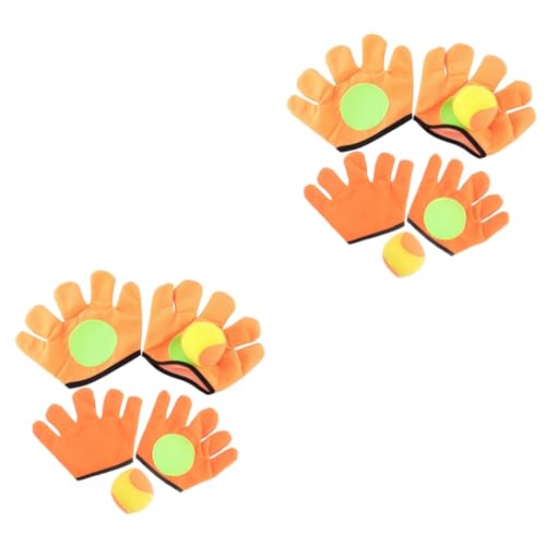 BCOATH 4 Paare Wurf- und Fangspiel kinderhandschuhe Kinder Handschuhe Kinder-Handschuhe Toys Kinder Party Hits Toys klebrige Ballwurfhandschuhe Ballspielzeug werfen Orange von BCOATH