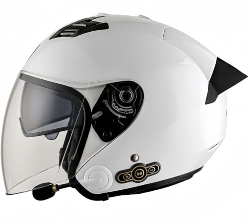 3/4 Motorrad-Jethelm Mit Bluetooth, Retro-Helm, Doppelbrille, Herausnehmbares Innenfutter, Ohrenschützer, ECE-Zertifizierung, Schutzhelm Für Roller, Fahrrad, Herren Und Damen A,M57-58CM von BDBRHFG