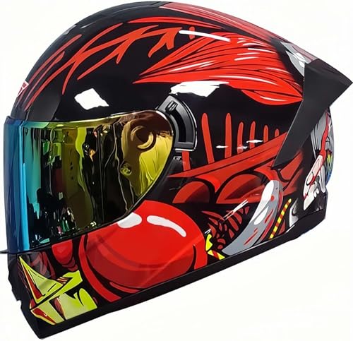 Integral-Motorradhelm Mit Doppeltem Antibeschlag-Visier, DOT/ECE-Zugelassener Integral-Motorradhelm Für Männer, Frauen, Erwachsene C,XL61~62CM von BDBRHFG