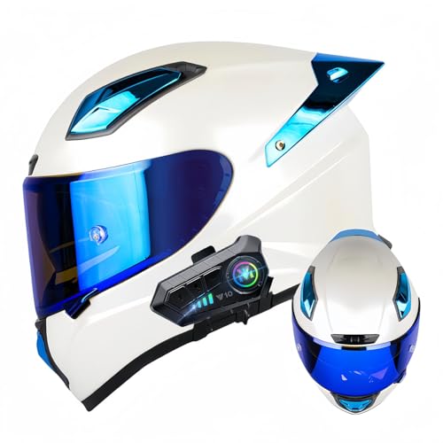 Integraler Bluetooth-Motorradhelm, Modularer Integral-Motorradhelm Mit Doppelvisier, ECE-Zugelassener Bluetooth-Motorradhelm, Modularer Integralhelm Für Männer Und Frauen B,S53-54CM von BDBRHFG