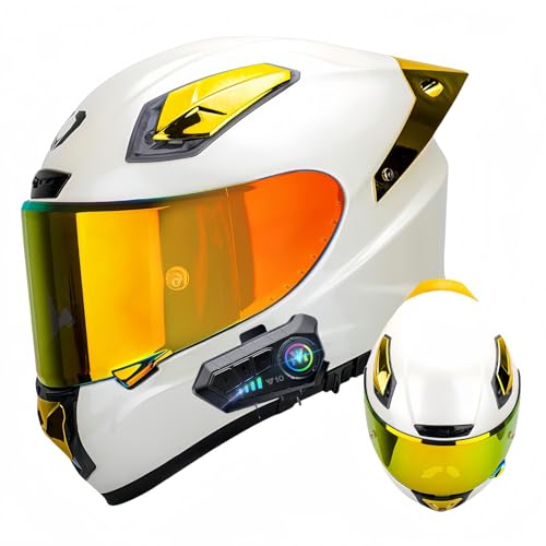 Integraler Bluetooth-Motorradhelm, Modularer Integral-Motorradhelm Mit Doppelvisier, ECE-Zugelassener Bluetooth-Motorradhelm, Modularer Integralhelm Für Männer Und Frauen C,XXL61-62CM von BDBRHFG