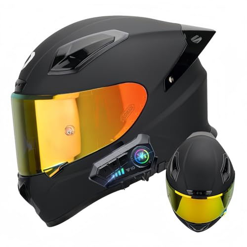 Integraler Bluetooth-Motorradhelm, Modularer Integral-Motorradhelm Mit Doppelvisier, ECE-Zugelassener Bluetooth-Motorradhelm, Modularer Integralhelm Für Männer Und Frauen D,XXXL63-64CM von BDBRHFG