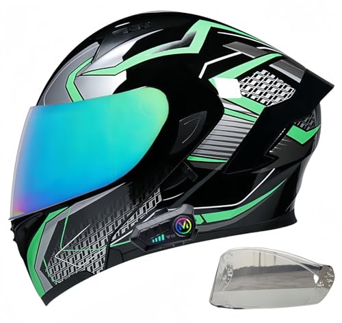 Integralhelm Für Herren Mit Bluetooth, Motorrad Helm Mit Doppelvisier, ECE Zertifiziert Motorradhelm, Bluetooth Klapphelm Geeignet Für Männer Und Frauen A,XL58-59CM von BDBRHFG