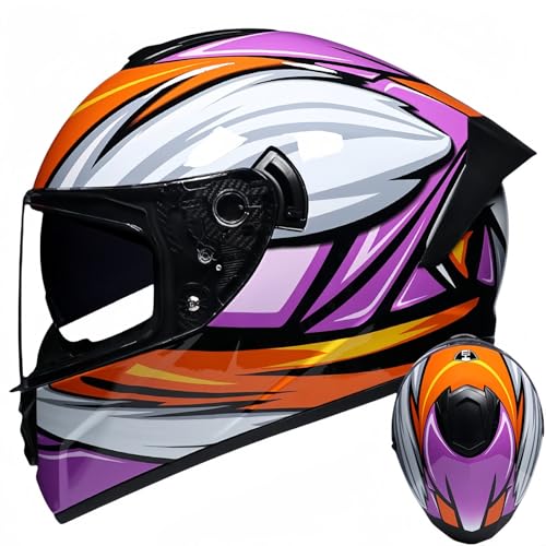 Integralhelm Mit Klappmechanismus, Modularer Motorradhelm, Integriertes Motorrad-Doppelvisier Für Männer Und Frauen, Straßenradhelm, Rennmopedhelm, DOT/ECE-Zulassung H,XXL63-64CM von BDBRHFG