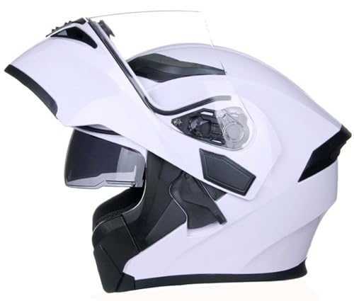 Integralhelm für Motorradfahrer für Männer und Frauen, ECE-geprüfter Motorradhelm mit Doppelvisier, mehrere Belüftungsöffnungen, Leichter Roller-, Skateboard-, Moped-, Straßenhelm D,L59-60CM von BDBRHFG