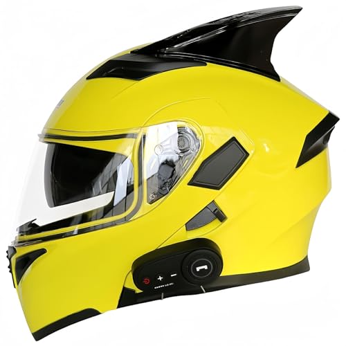 Integrierter Modularer Bluetooth-Motorradhelm Für Herren, ECE-Zertifiziert, Motorradhelm Mit ABS-Schale, Straßenmoped-Motorradhelm Für Männer Und Frauen H,M57-58CM von BDBRHFG