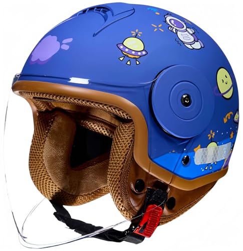 Kinder-Motorradhelme, Kinder-Jet-Helm, Roller-Helm Für 4–12 Jahre Alte Jungen Und Mädchen Mit Visier, Elektrischer Helm A,48~58cm Kinder-Motorradhelme, Kinder-Jet-Helm, Roller-Helm Für 4–12 Jahre Alte Jungen Und Mädchen Mit Visier, Elektrischer Helm A,48~58cm von BDBRHFG