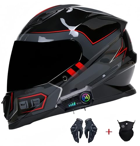 Klappbarer Bluetooth-Helm, Herren-Motorradhelm, ECE-Zertifizierung, Integrierter Motorradhelm Mit Visier, Erwachsener Motorradhelm, Damenhelm C,M57-58CM von BDBRHFG