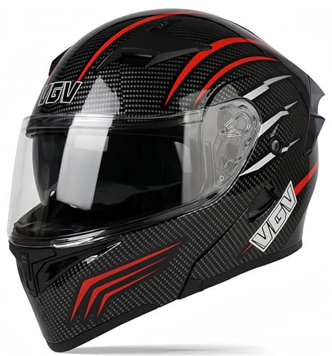 Klappbarer Motorradhelm Mit Doppelvisier, Motocross-Helme, ECE-Geprüfter Motorrad-Sturzhelm Für Erwachsene, Helm Mit Doppelvisier, Herren Und Damen D,M57-58CM von BDBRHFG