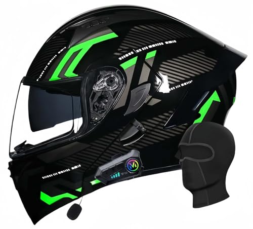 Klapphelm Mit Bluetooth Doppelvisier ModularhelmMitGesichtsmaske Im Lieferumfang Enthalten ECE-Zertifizierter Motorradhelm Herausnehmbares InnenfutterMit Eingebautem Mikrofon Für G,XXL60-61CM von BDBRHFG