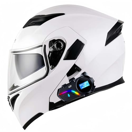 Modulare Bluetooth-Motorradhelme, ECE-Zugelassener Doppelvisier-Motorradhelm Für Erwachsene, Männer Und Frauen C,XL61-62CM von BDBRHFG