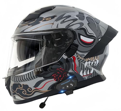 Modularer Bluetooth-Motorradhelm, ECE-Geprüft, Hochklappbarer Motorradhelm Für Erwachsene Mit Doppelvisier Für Antikollisions-Rollerhelm, Helm Für Männer Und Frauen B,M57-58CM von BDBRHFG