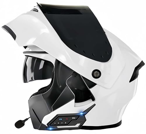 Modularer Bluetooth-Motorradhelm, modulare Integral-Klapphelme für Männer und Frauen mit integriertem Lautsprecher-Doppelvisier, ECE-zugelassener Integral-Klapphelm C,XXL61-63CM von BDBRHFG