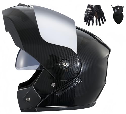 Modularer Hochklappbarer Motorradhelm. ECE-Geprüfter, Vollständig Hochklappbarer Antibeschlag Mit Herunterklappbarer Sonnenblende Für Erwachsene, Männer, Frauen-Motorradhelm C,XL61-62CM von BDBRHFG