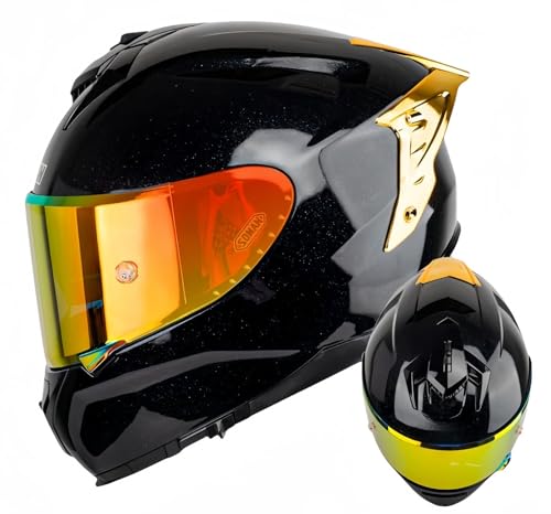 Modularer Integrierter Motorradhelm, ECE-Zugelassener Visier-Integral-Motorradhelm Antibeschlag-Motorrad-Rollerhelm Doppelspiegel Herren Damen Antikollisionshelm E,M57-58CM von BDBRHFG