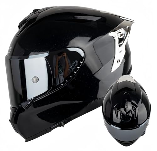 Modularer Integrierter Motorradhelm, ECE-Zugelassener Visier-Integral-Motorradhelm Antibeschlag-Motorrad-Rollerhelm Doppelspiegel Herren Damen Antikollisionshelm G,XL61-62CM von BDBRHFG