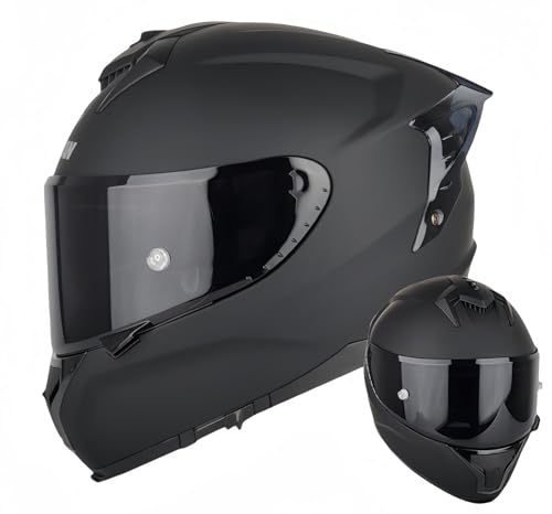 Modularer Integrierter Motorradhelm, ECE-Zugelassener Visier-Integral-Motorradhelm Antibeschlag-Motorrad-Rollerhelm Doppelspiegel Herren Damen Antikollisionshelm H,M57-58CM von BDBRHFG