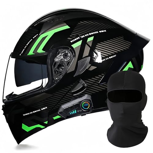 Modularer Motorrad-Bluetooth-Helm, DOT/ECE-Zugelassener, Hochklappbarer, Integrierter Motorradhelm Für Männer Und Frauen Mit Doppelvisier, Integriertem Dual-Lautsprecher 25,XL61~62cm von BDBRHFG