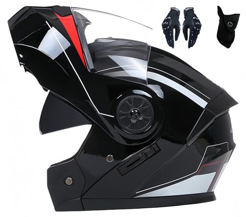 Modularer Motorrad-Vollhelm, Motorlokomotive-Helm, Moped-Cruiser-Rennkappe Mit Antibeschlag-Doppelvisier, ECE-Zulassung E,S55-56CM von BDBRHFG