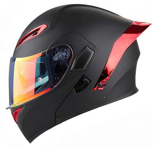 Modularer Motorradhelm, ECE-Geprüft, Hochklappbarer Motorradhelm Für Erwachsene Mit Doppelvisier Für Männer Und Frauen, Rollerhelm, Integralhelm, Doppeltes Antibeschlagvisier A,M57-58CM von BDBRHFG