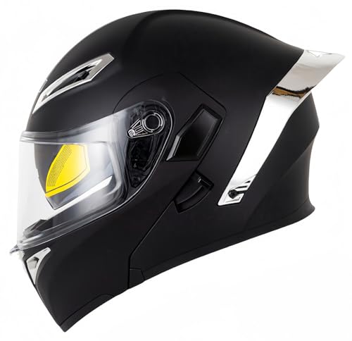 Modularer Motorradhelm, ECE-Geprüft, Hochklappbarer Motorradhelm Für Erwachsene Mit Doppelvisier Für Männer Und Frauen, Rollerhelm, Integralhelm, Doppeltes Antibeschlagvisier B,XL61-62CM von BDBRHFG