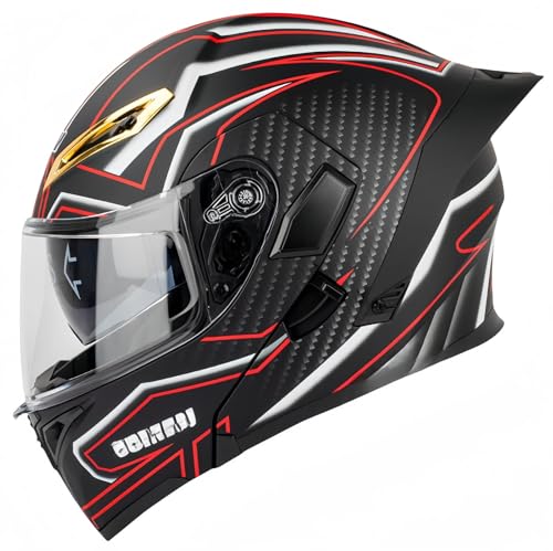 Modularer Motorradhelm, integrierter Motorradhelm, ECE-geprüfter, atmungsaktiver Rollerhelm mit Doppelvisier, Herren- und Damen-Rollerhelm, Doppel-Integralhelm H,M57-58CM von BDBRHFG