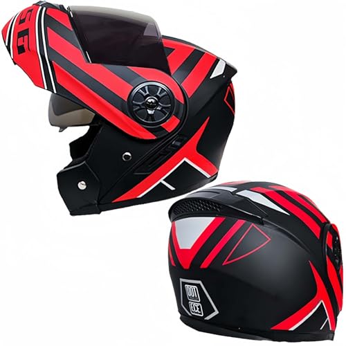 Modularer Motorradhelm Für Erwachsene, Doppelvisierhelm, ECE-Zugelassener Integralhelm Für Motorrad, Roller, Helikopter, Für Damen Und Herren B,XXL63-64CM von BDBRHFG