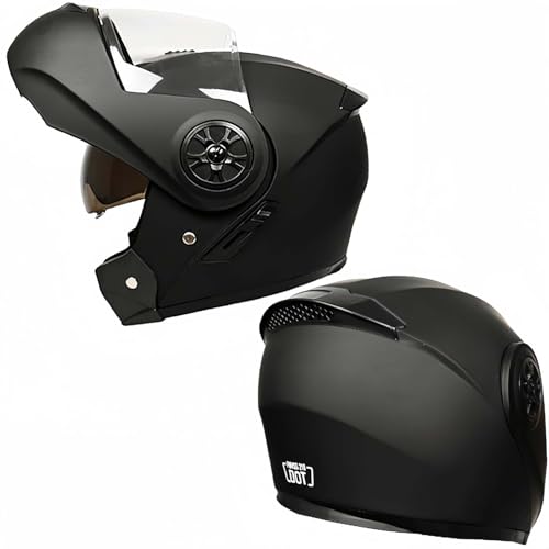 Modularer Motorradhelm Für Erwachsene, Doppelvisierhelm, ECE-Zugelassener Integralhelm Für Motorrad, Roller, Helikopter, Für Damen Und Herren J,XL61-62CM von BDBRHFG