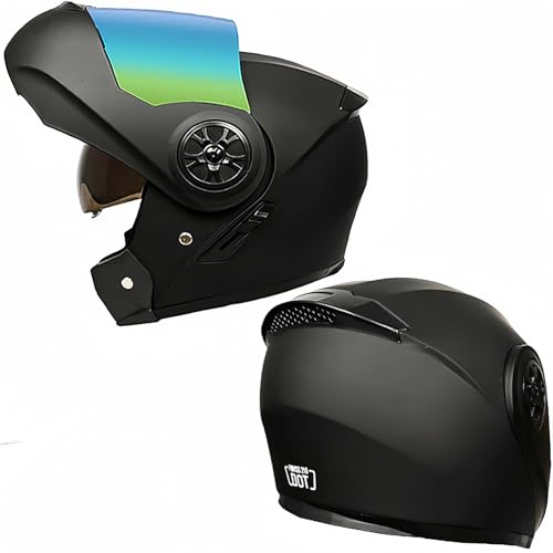 Modularer Motorradhelm Für Erwachsene, Doppelvisierhelm, ECE-Zugelassener Integralhelm Für Motorrad, Roller, Helikopter, Für Damen Und Herren Y,S55-56CM von BDBRHFG