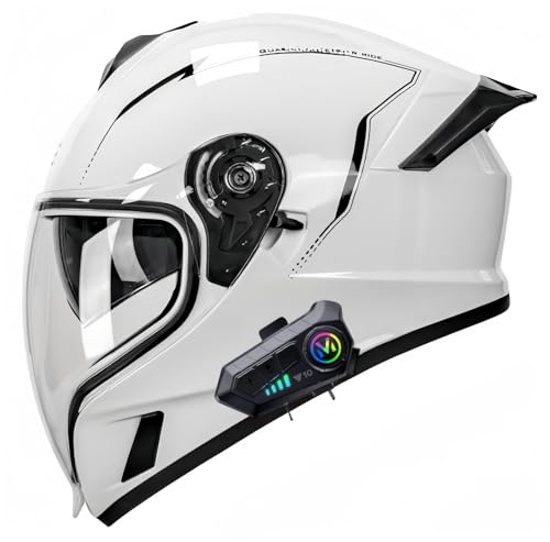 Motorrad Mit Bluetooth, Motorradhelm Integralhelm Mit Doppelvisier, ECE-Zertifiziert Herren Damen Modularer Motorrad Scooter Cruiser Helm B,M von BDBRHFG