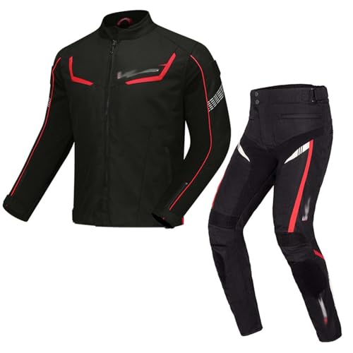 Motorradanzug, wasserdichte Motorradjacke Mit Reithose, Gepanzerter Motorradanzug, Allwetter-Motorradfahreranzug A,L von BDBRHFG